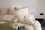 Rosalie Floral Lace Gingham Bedding Set / Pink Ever Lasting
