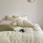 Rosalie Floral Lace Gingham Bedding Set / Pink Ever Lasting