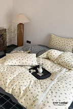 Rosalie Floral Lace Tie-Up Bedding Set / Khaki Ever Lasting