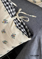 Rosalie Floral Lace Tie-Up Bedding Set / Khaki Ever Lasting