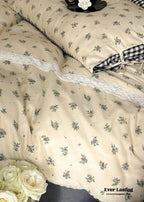 Rosalie Floral Lace Tie-Up Bedding Set / Khaki Ever Lasting