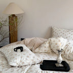 Rosalie Floral Lace Tie-Up Bedding Set / Khaki Ever Lasting