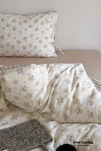 Rosalie Floral Lace Tie-Up Bedding Set / Khaki Ever Lasting