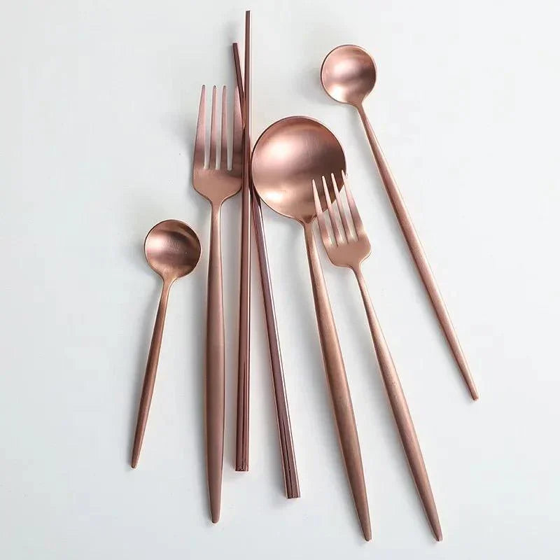 Annie Rose Gold Flatware Pc Set - House Of Avana