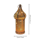 Moroccan Rose Golden Hollow LED Lantern, Metal Uplight Lamp, Freestanding Tabletop Decor for Home, Bedroom, Living Room - Battery Powered, No Plug Required, Ideal for Hanukkah, Diwali, Thanksgiving House Of Avana