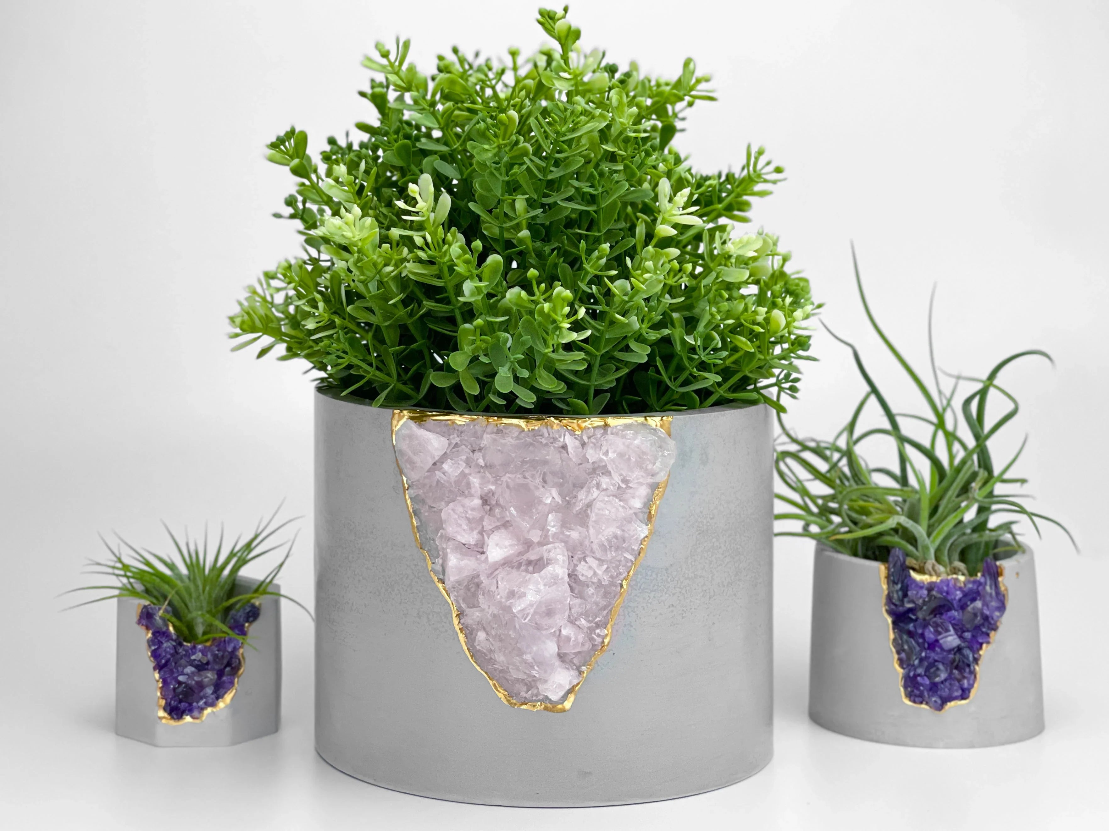 Rose Quartz Inch Planter Made From Natural Stone, back view - House Of Avana