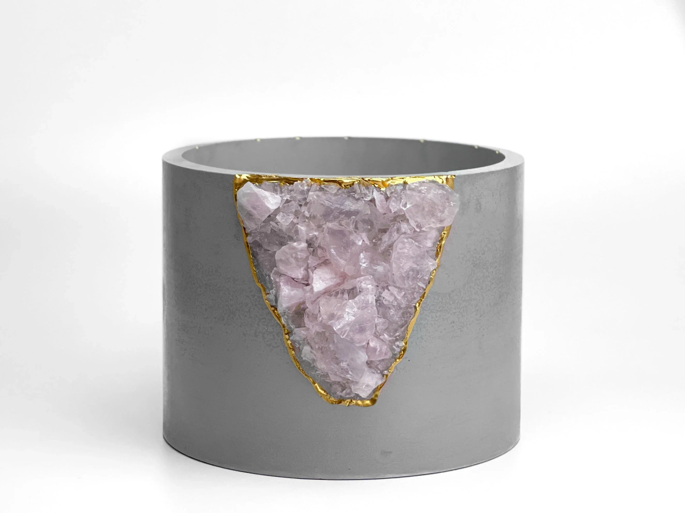 Rose Quartz Inch Planter Made From Natural Stone, angled view - House Of Avana