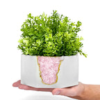 Rose Quartz Geode Planter Natural Stone Crystal Formation Home Decor, front view - House Of Avana