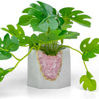 Rose Quartz Geode Planter with Natural Stone Layers, texture detail - House Of Avana