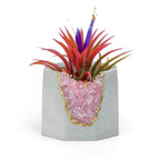 Rose Quartz Geode Planter with Natural Stone Layers, back view - House Of Avana