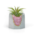 Rose Quartz Geode Planter with Natural Stone Layers, detail shot - House Of Avana