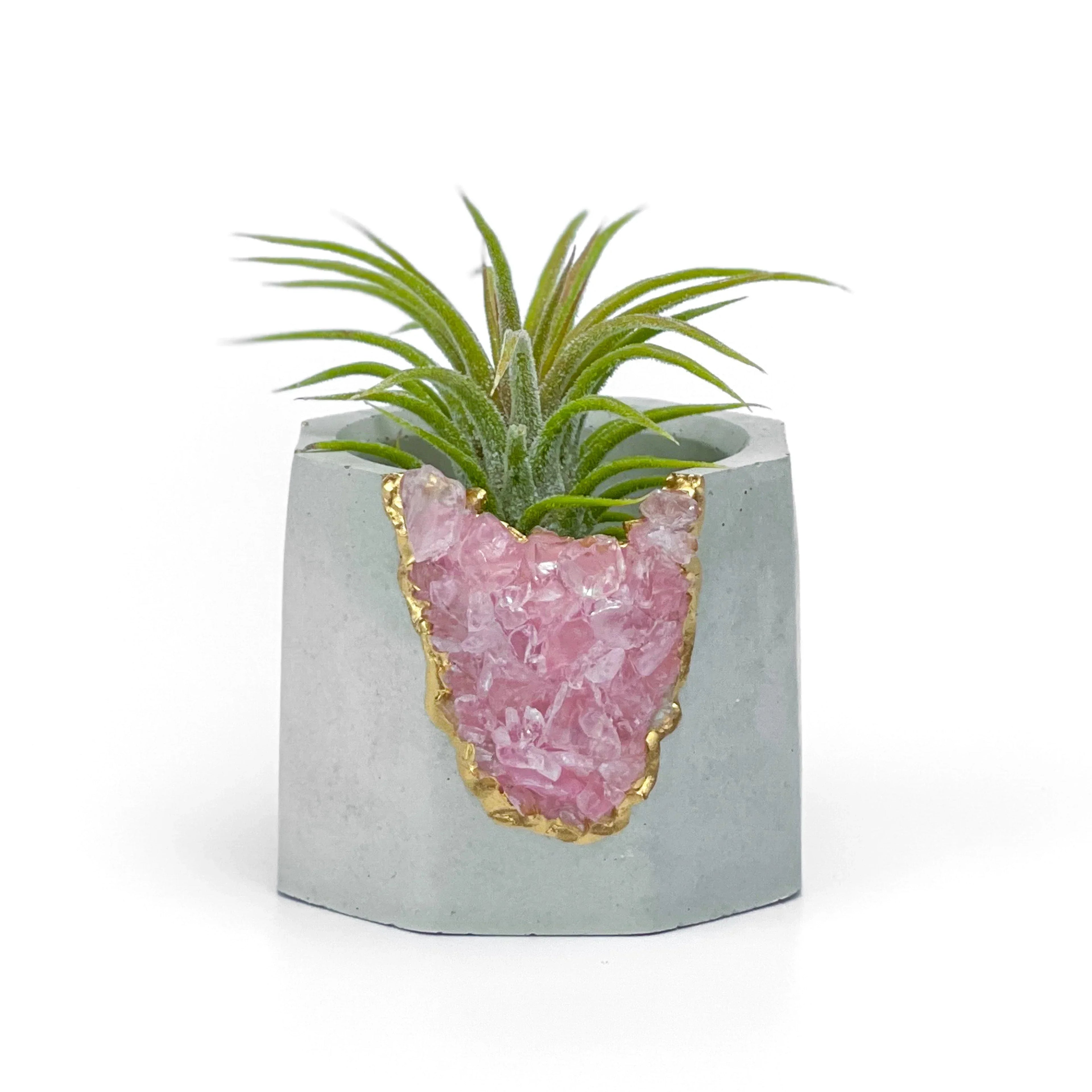 Rose Quartz Geode Planter with Natural Stone Layers, detail shot - House Of Avana