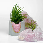 Rose Quartz Geode Planter with Natural Stone Layers, top view - House Of Avana