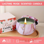 White ceramic bath gift set with rose scented candles, relaxing ambiance - House of Avana