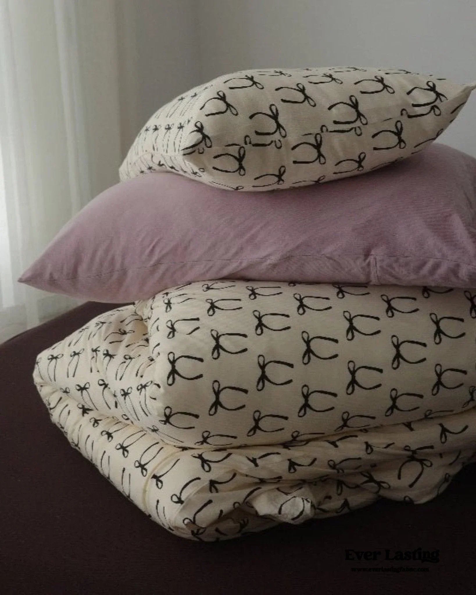 Rosemary Vintage Brown Bow Bedding Set Ever Lasting