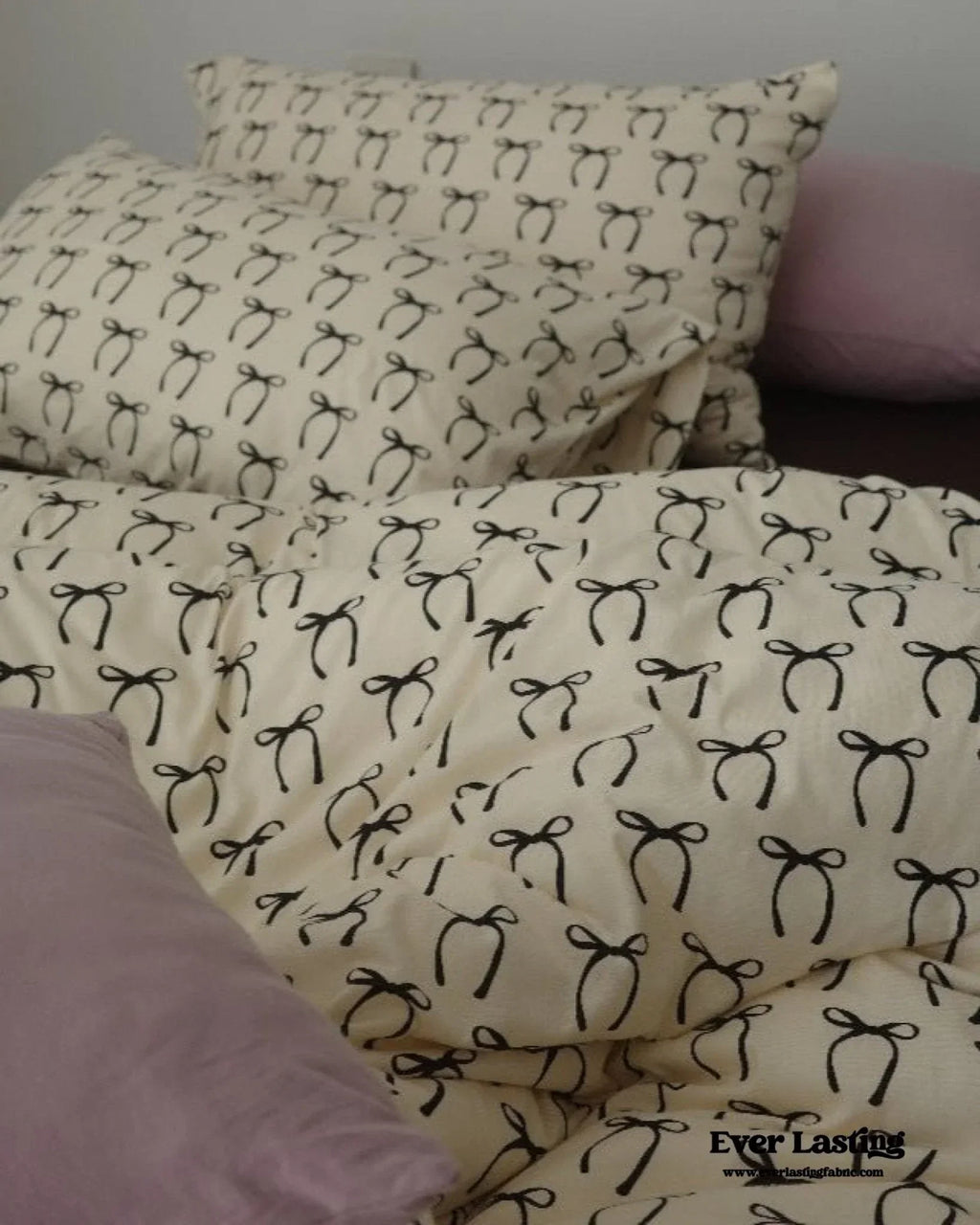 Rosemary Vintage Brown Bow Bedding Set Ever Lasting