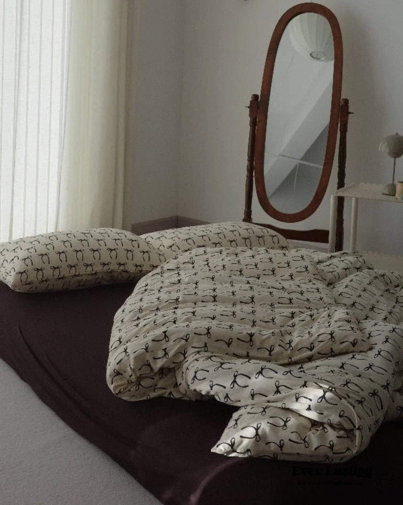 Rosemary Vintage Brown Bow Bedding Set Ever Lasting