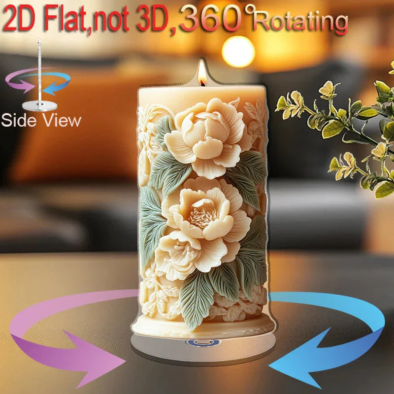 Clear acrylic tabletop sign with rotating 2D design, modern acrylic base - House of Avana