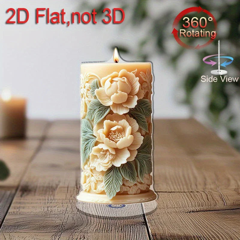 Clear acrylic tabletop sign with rotating 2D design, modern acrylic base - House of Avana