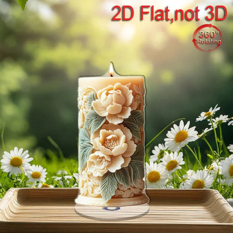 Clear acrylic tabletop sign with rotating 2D design, modern acrylic base - House of Avana