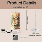 Clear acrylic tabletop sign with rotating 2D design, modern acrylic base - House of Avana