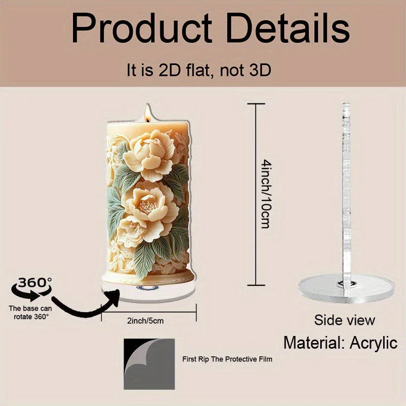 Clear acrylic tabletop sign with rotating 2D design, modern acrylic base - House of Avana