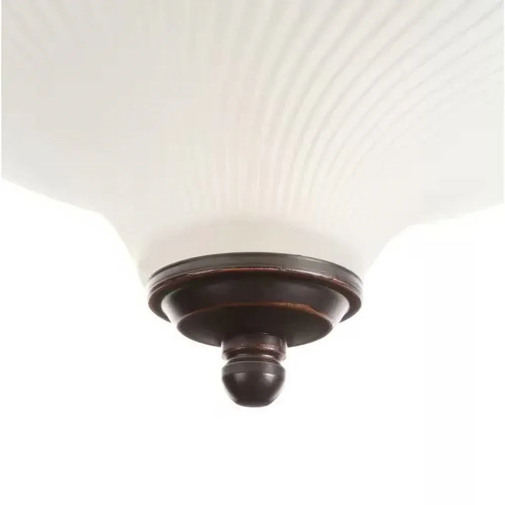 Round 11-inch Bronze Finish Ceiling Light with Frosted Glass Shade - Flush Mount