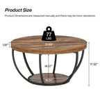 Round Coffee Table, 80.52cm Wooden 2-Tier Circle Coffee Table With Storage Shelves, Modern Accent Cocktail Table Center Table For Living Room House Of Avana