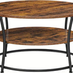 Coffee Table, Round Cocktail Table With Shelf, Tea Table, Easy Assembly, Metal, Industrial Design House Of Avana