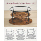 Coffee Table, Round Cocktail Table With Shelf, Tea Table, Easy Assembly, Metal, Industrial Design House Of Avana