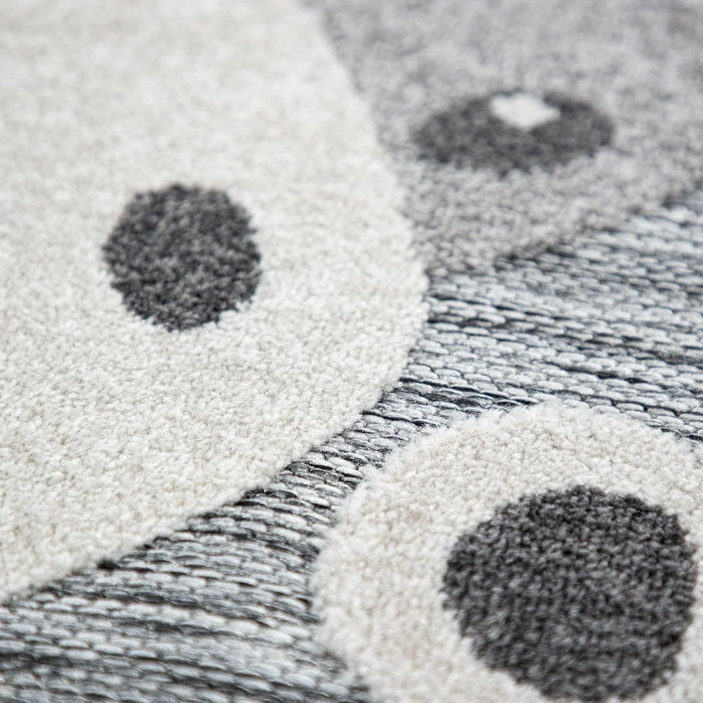 Round Kids Rug Lilo Cute Zoo Animals - Grey, side view - House Of Avana
