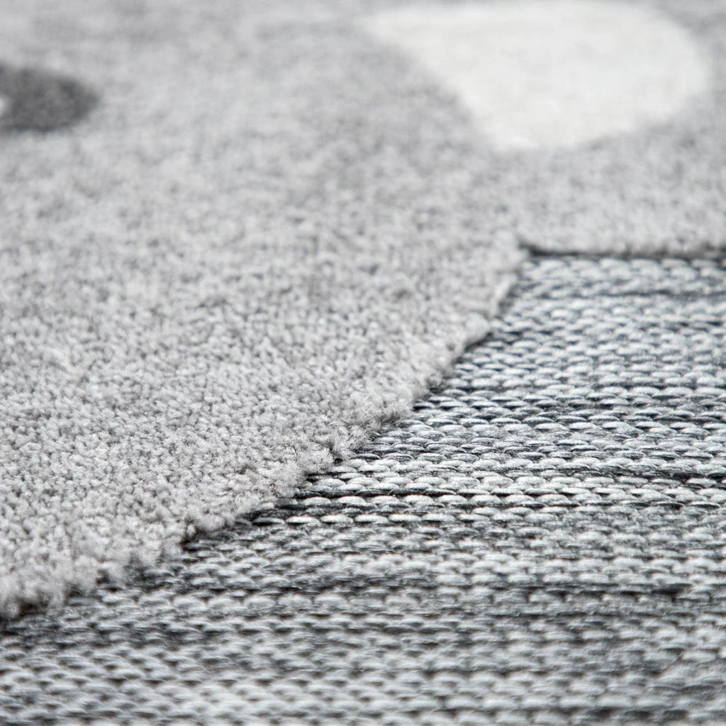 Round Kids Rug Lilo Cute Zoo Animals - Grey, detail shot - House Of Avana