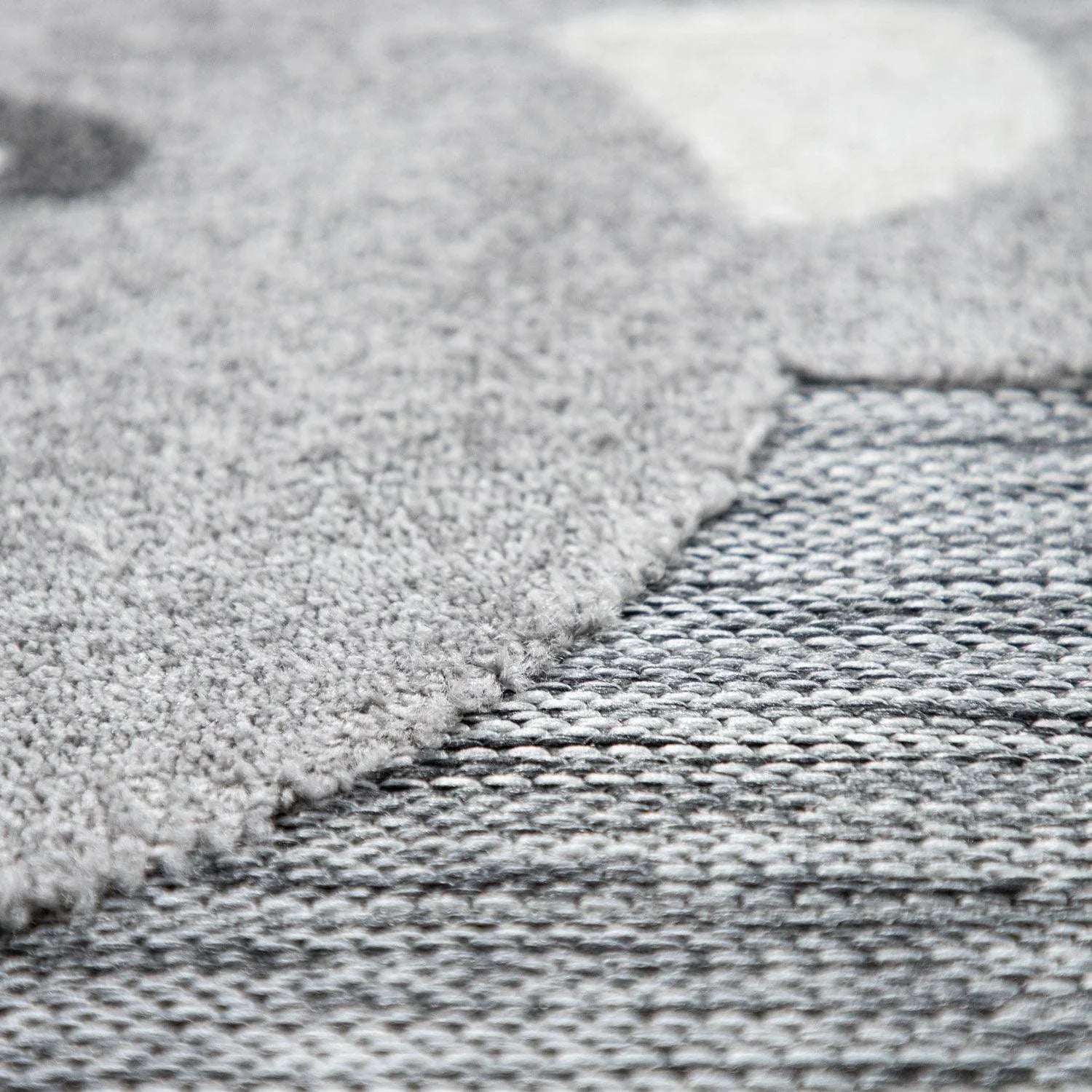 Round Kids Rug Lilo Cute Zoo Animals - Grey, detail shot - House Of Avana