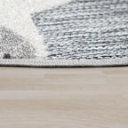 Round Kids Rug Lilo Cute Zoo Animals - Grey, lifestyle image - House Of Avana