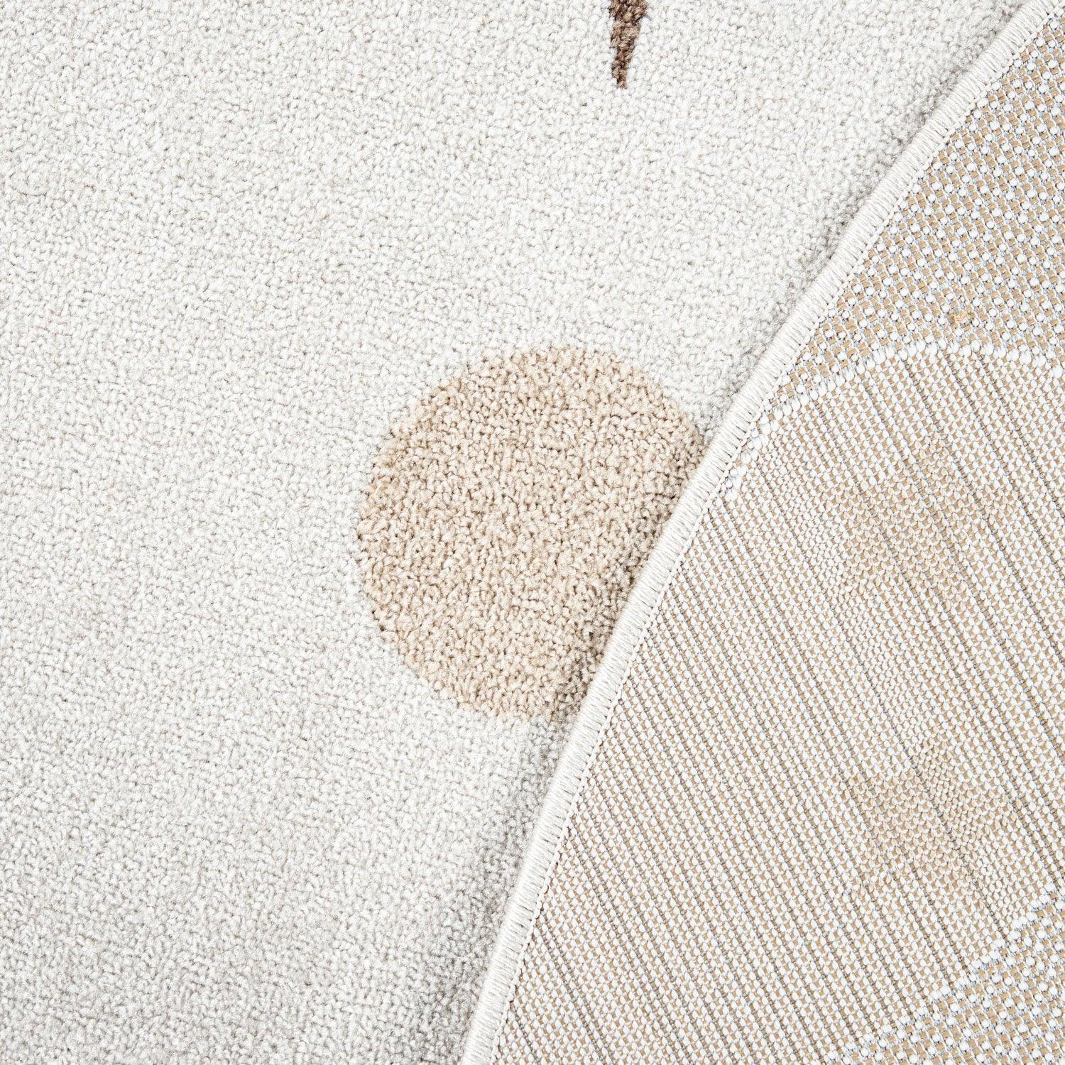 Round Kids Rug Tweet Cuddling Moon & Stars - Cream Beige RugYourHome