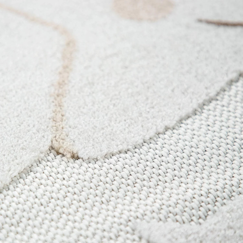 Round Kids Rug Tweet Cuddling Moon & Stars - Cream Beige RugYourHome