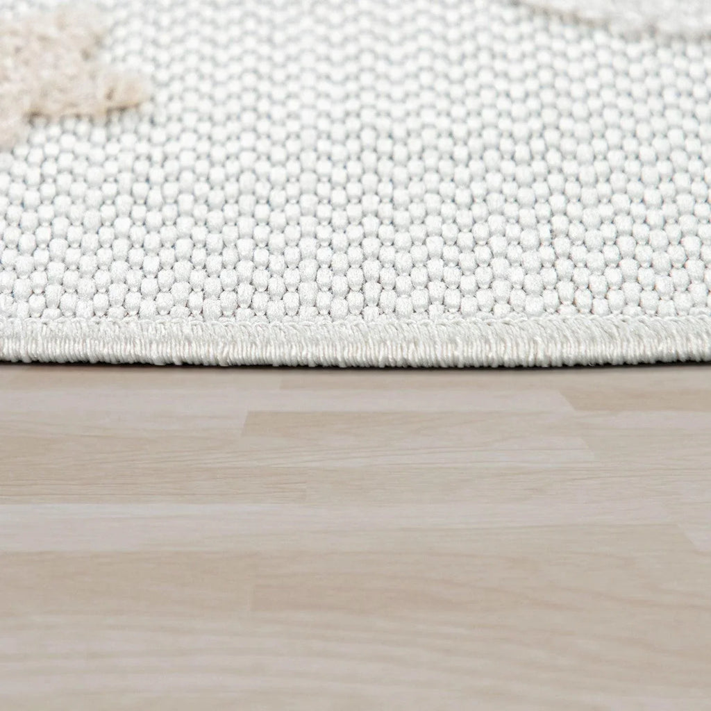 Round Kids Rug Tweet Cuddling Moon & Stars - Cream Beige RugYourHome
