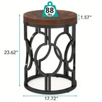 Metal accent end table with round frame, gold finish - House of Avana