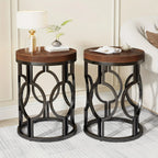 Round Metal Frame Accent End Table - House Of Avana