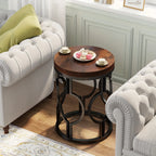 Round Metal Frame Accent End Table - House Of Avana