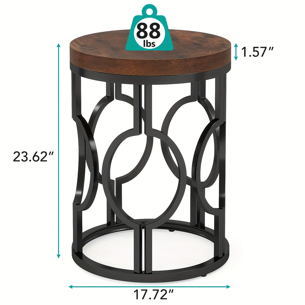 Round Metal Frame Accent End Table - House Of Avana