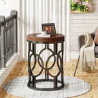 Round Metal Frame Accent End Table - House Of Avana