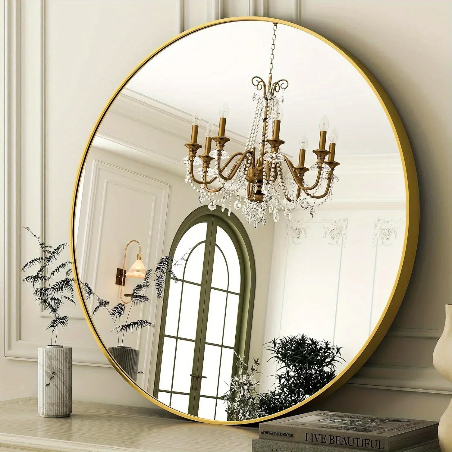 Round Bathroom Mirror - Black Wall Mounted Circle Mirror with Metal Frame, Modern Round Hanging Mirror Suitable for Bathroom, Vanity, Entryway, Living Room - House Of Avana