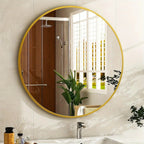 Round Bathroom Mirror - Black Wall Mounted Circle Mirror with Metal Frame, Modern Round Hanging Mirror Suitable for Bathroom, Vanity, Entryway, Living Room - House Of Avana