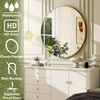 Round Bathroom Mirror - Black Wall Mounted Circle Mirror with Metal Frame, Modern Round Hanging Mirror Suitable for Bathroom, Vanity, Entryway, Living Room - House Of Avana