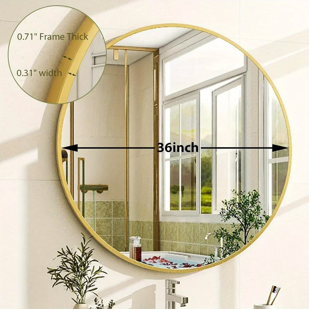 Round Bathroom Mirror - Black Wall Mounted Circle Mirror with Metal Frame, Modern Round Hanging Mirror Suitable for Bathroom, Vanity, Entryway, Living Room - House Of Avana