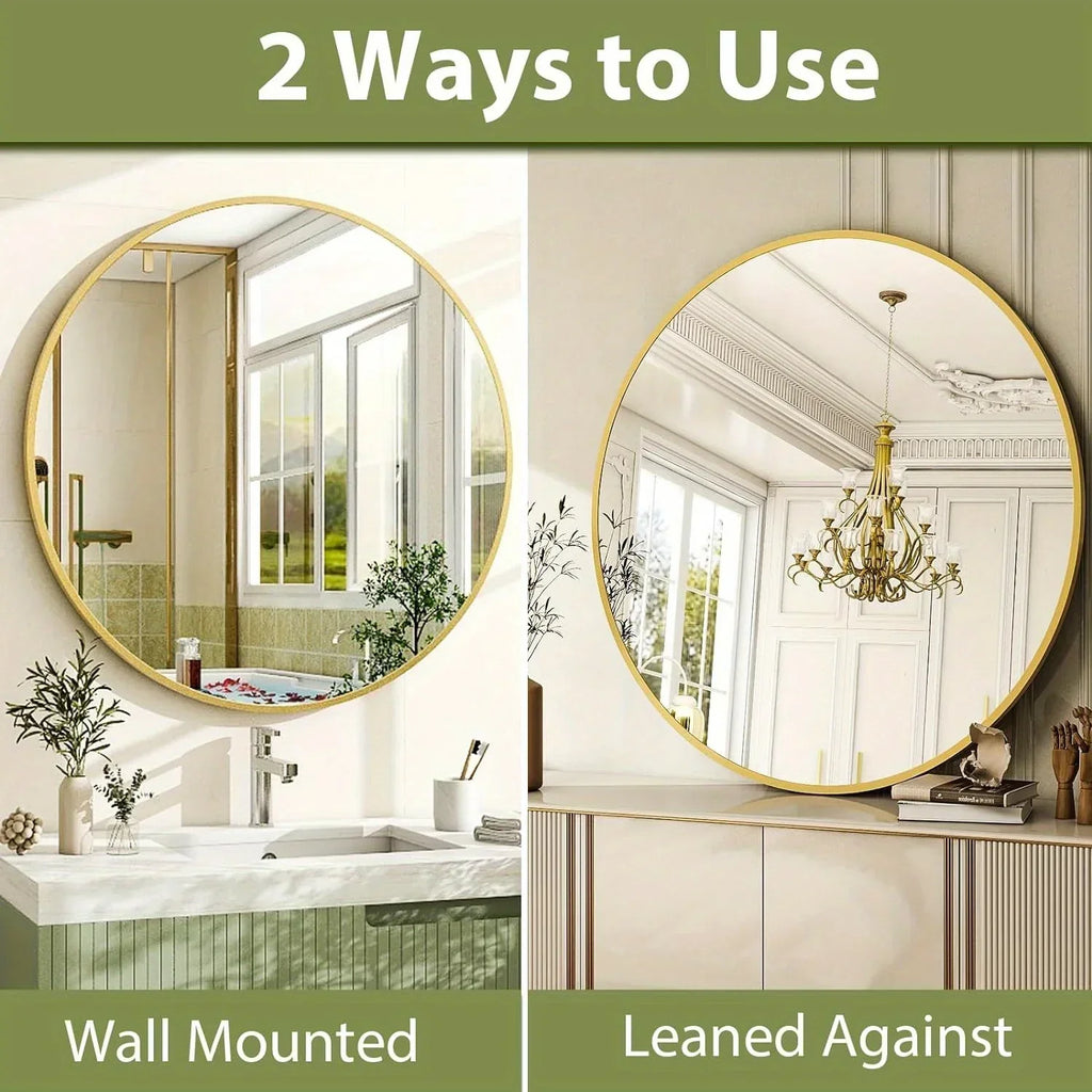 Round Bathroom Mirror - Black Wall Mounted Circle Mirror with Metal Frame, Modern Round Hanging Mirror Suitable for Bathroom, Vanity, Entryway, Living Room - House Of Avana