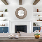 Round Wall Mirror Wall Decor Circle Mirrors Wood Artistic Round Shape Mirrors - House Of Avana