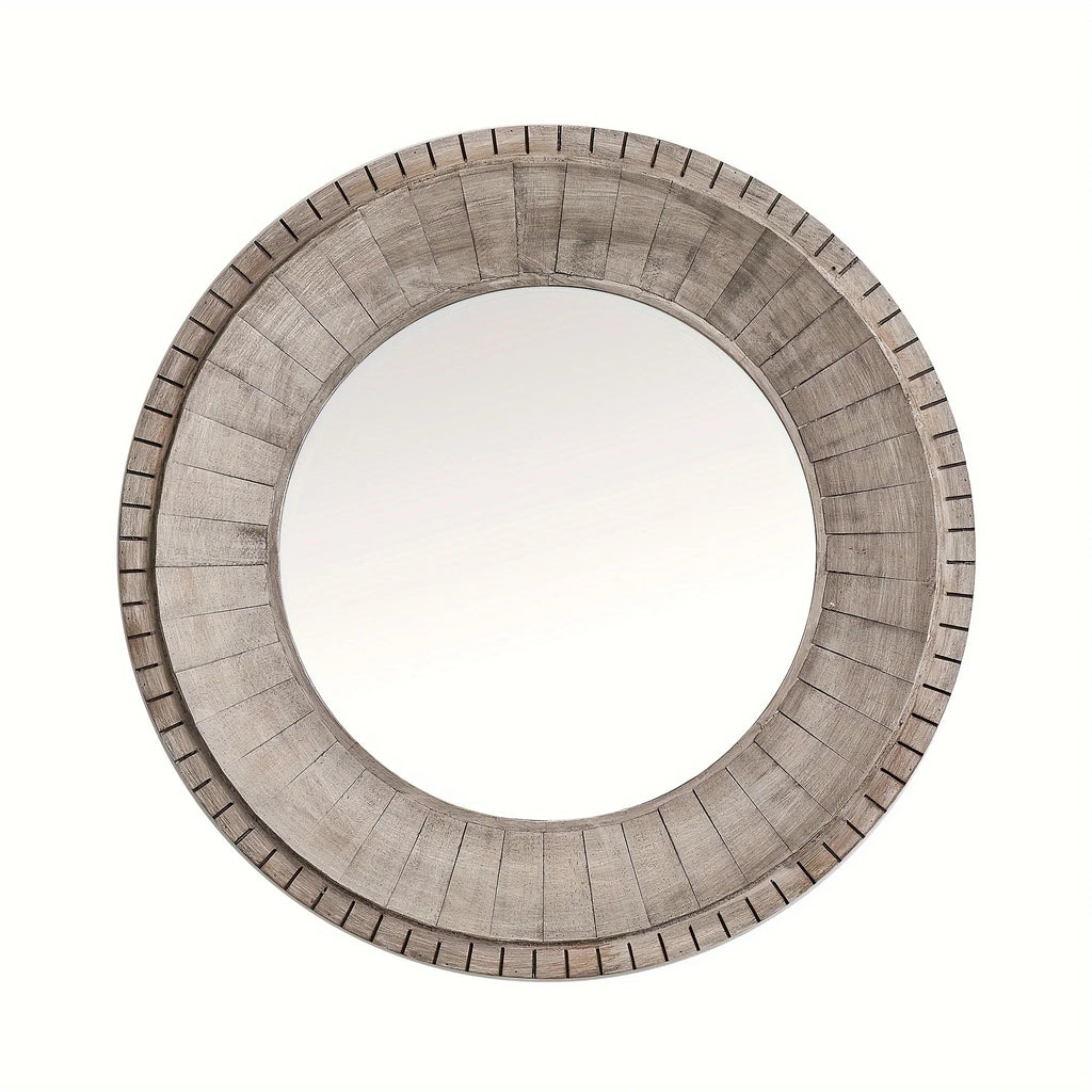 Round Wall Mirror Wall Decor Circle Mirrors Wood Artistic Round Shape Mirrors - House Of Avana