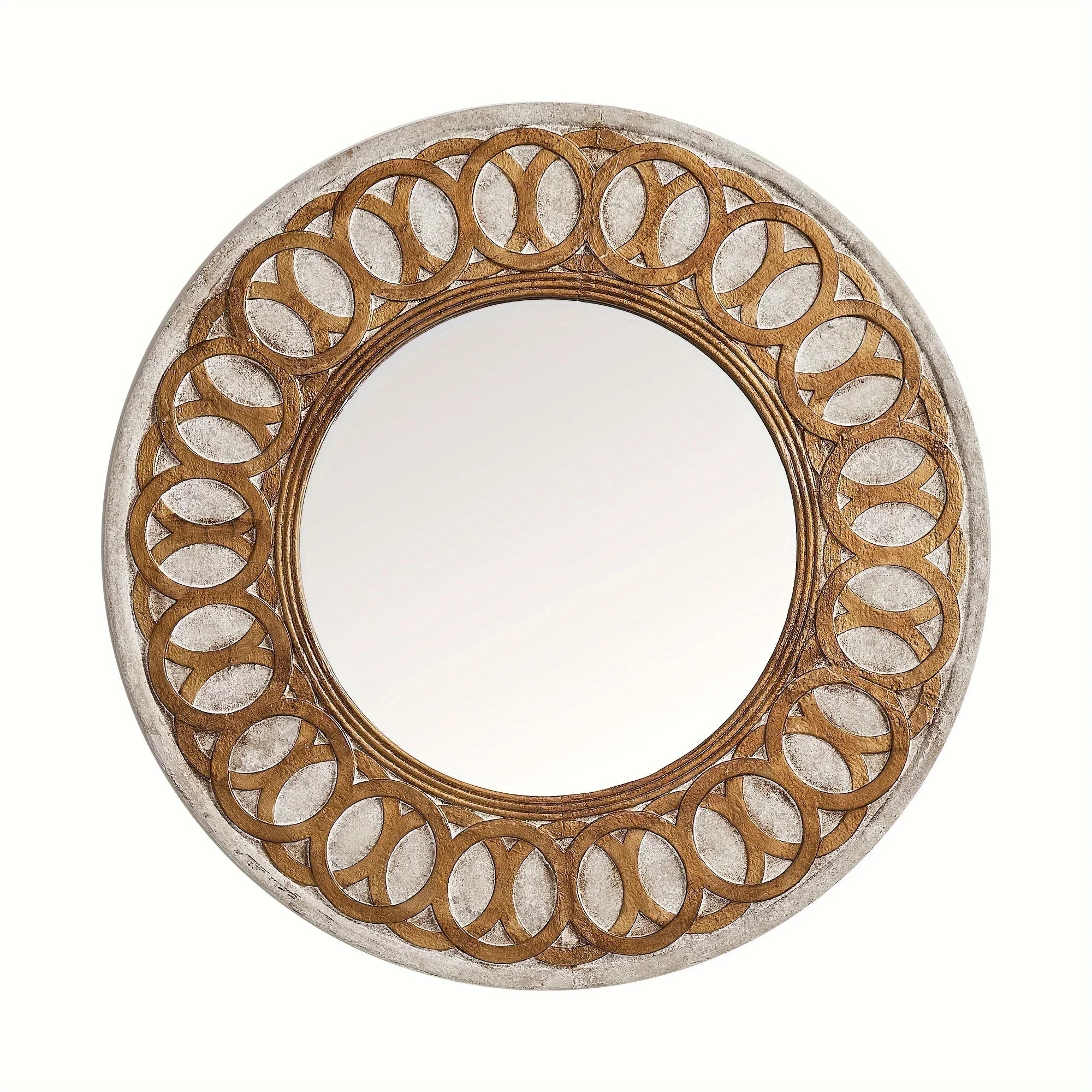 Round Wall Mirror Wall Decor Circle Mirrors Wood Artistic Round Shape Mirrors - House Of Avana
